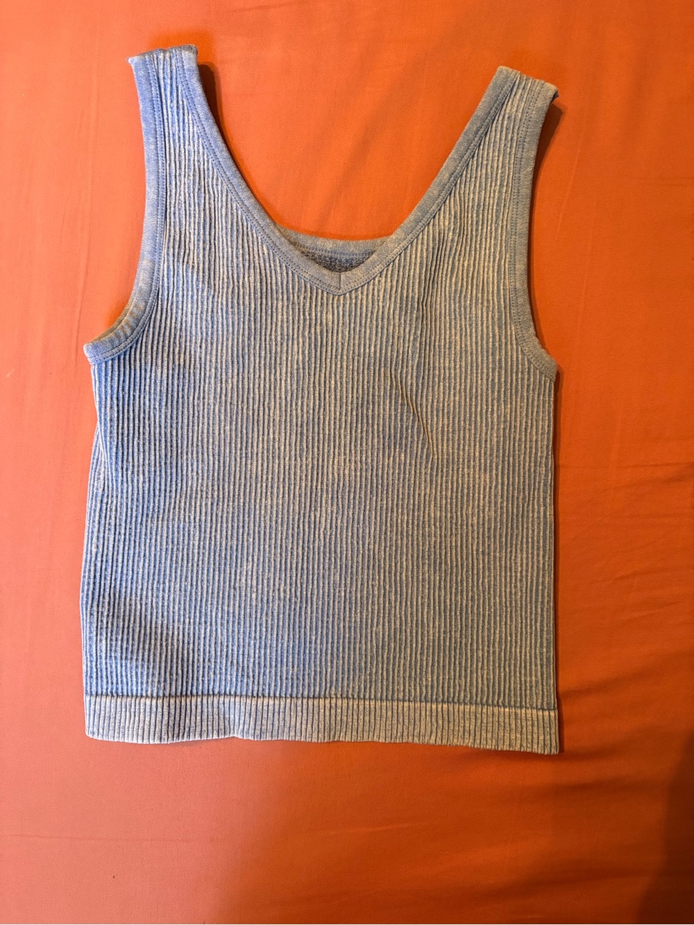 art class Light Blue Ribbed V-Neck Crop Tank